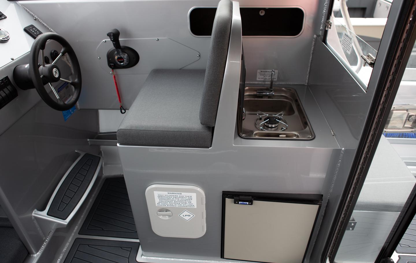 Enclosed Wheelhouse Starboard Module with Solid Backrest, Fridge and Cooker_Sink Combo